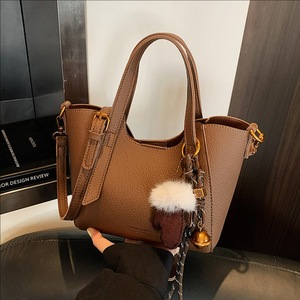 2026 Neue Mode Damen Schulter-Messenger-Tasche Große Kapazität Tragbare PU-Leder Bucket Bag Tote Bag Damenhandtasche mit Schal - Product Image 1