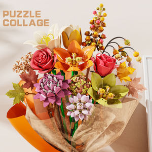 MJI 13121 - Juego de Bloques de Construcción de Flores Creativas, Ramo de Rosas, Jacintos, Tulipanes y Hortensias, Bloques de Ensamblaje, Ladrillos de Juguete - Product Image 4