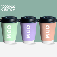 Vaso de Café de Papel Biodegradable de Pared Simple con Impresión de Logotipo Personalizado, de Grado Alimenticio, Negro, con Doble Recubrimiento y Tapas de Plástico