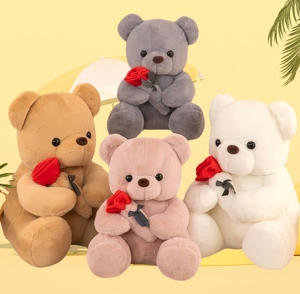 Oso de Peluche con Flores, Animales de Peluche, Regalos Promocionales al por Mayor, Decoración de <span class=keywords><strong>Ramos</strong></span>, Juguetes de Peluche - Product Image 1