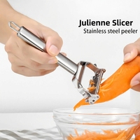Groente- en fruitenschiller 1-delig handmatig multifunctioneel keukengereedschap met dubbele kop voor scherpe julienne, zwaar uitgevoerd roestvrij staal