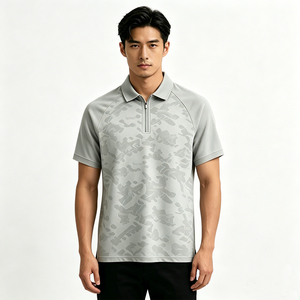 <span class=keywords><strong>Polo</strong></span> da Uomo di Alta Qualità con Stampa <span class=keywords><strong>Jacquard</strong></span> Iron Bull, Mezza Zip Senza Cuciture, per Uso Casual, Business e Quotidiano - Product Image 2