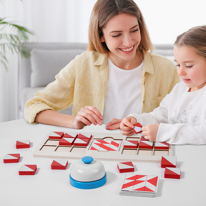 Jeu <span class=keywords><strong>de</strong></span> combat <span class=keywords><strong>de</strong></span> reconnaissance <span class=keywords><strong>de</strong></span> motifs en bois pour enfants et adultes, puzzle <span class=keywords><strong>logique</strong></span> double face, jouet éducatif Montessori, cadeau sonore - Product Image 2