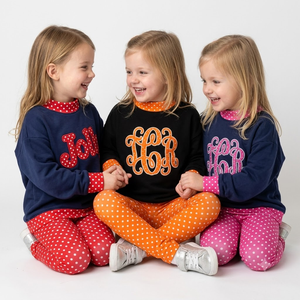 Felpa con Collo Alto per Bambini con Monogramma, Patchwork a Pois, Manica Lunga per Bambine, Pullover con Collo Alto - Product Image 1
