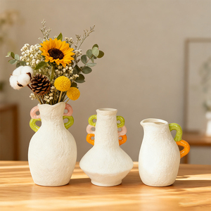 Jarrón de Cerámica Pintado a Mano, Creativo y Personalizado, Maceta para Adornos Secos, Juego de Jarrones de Cerámica Modernos para Decoración de Oficina - Product Image 4