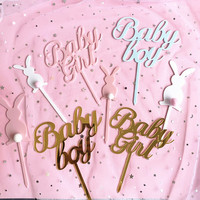 Baby Boy Tortendekoration Gold Acryl Babyparty/Neugeborenen Geschlechtsoffenbarung Party Tortendeko Willkommen Baby Boy Partyzubehör