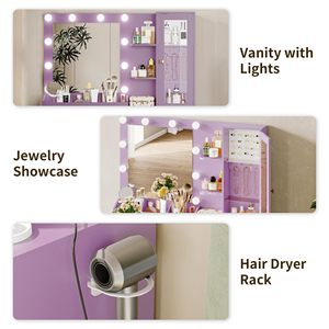 Moderno y Duradero Tocador <span class=keywords><strong>de</strong></span> Madera Ajustable para Dormitorio con Espejo, Luces, Mesa <span class=keywords><strong>de</strong></span> <span class=keywords><strong>Maquillaje</strong></span>, 5 Cajones, Enchufe y Silla - Product Image 4