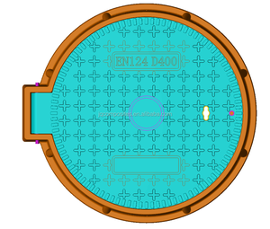 복합 SMC 힌지형 600mm D400 하수도 시립 맨홀 커버 - Product Image 3