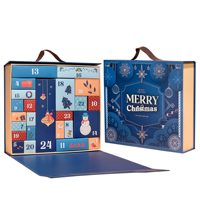 Grande Boîte de Calendrier de l'Avent Pliable Vide à Remplir Soi-même, Boîte Mystère Surprise pour Chocolats, Cosmétiques ou Cadeaux, avec Poignée