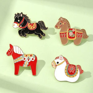 YINI Niedlicher Pony Zinklegierung Emaille-Anstecker - UV-Druck Lebendige Farben Anstecknadel Taschenanhänger Langlebiges Dekoratives Accessoire - Product Image 2