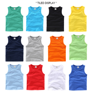 Débardeurs solides en coton doux pour garçons et filles T-shirts Débardeurs d'été sans manches pour enfants - Product Image 6