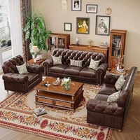 Canapé Chesterfield en cuir véritable de style moderne du milieu du siècle, villa, trois places, à tirette, rangée droite, cuir de vachette de première qualité ciré à l'huile