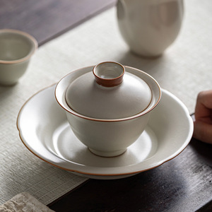 จานผลไม้ทรงกลมเคลือบลายแตกแบบ Ru Ware จานพอร์ซเลนหรูหราสไตล์เรโทรสำหรับวางบนโต๊ะสำหรับใส่กาน้ำชาและของว่าง - Product Image 2