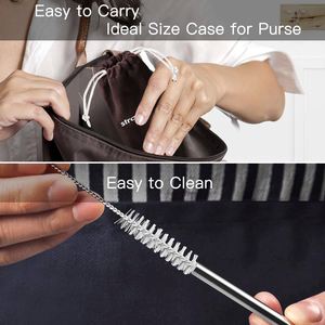 Eco-friendly Reusable Metal Logo 304 Stainless Steel <b>Straw</b> with Bag Customized Free Sample Bar Accessories - Product Image 5