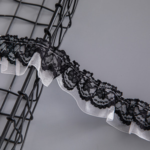 Rifiniture in pizzo bianco nero ricamato con bordo Guipure in poliestere in fibra di latte e nastro di pizzo rifiniture per abiti da sposa - Product Image 1