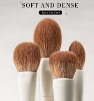 Mehrzweck-Make-up-Pinsel-Set in Beige für Gesicht und Augen, Foundation, Lidschatten, mit Etui, professionelle Schminkpinsel