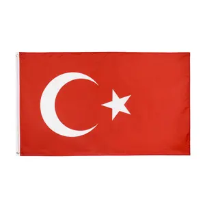 전문 공장 사용자 정의 하이 퀄리티 90*150cm 폴리에스터 실크 스크린 인쇄 터키 국기