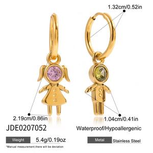 Pendientes de Acero Inoxidable con Circonita y Oro de 18K, Estilo Europeo Americano, Modernos, Dulces y Románticos para Chicas en Rosa y para Chicos en Verde - Product Image 6
