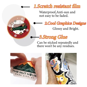 高品質ビニールホログラフィックステッカー ホログラムステッカー カスタムロゴ 防水装飾グリッターステッカー ダイカットステッカー - Product Image 5