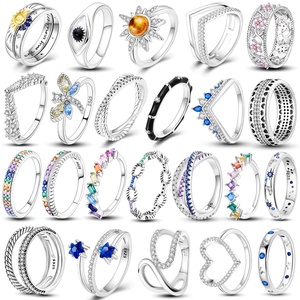 MULA Anelli alla Moda in Vero Argento 925 con Zirconi Scintillanti Farfalle e Ali d'Angelo Popolare Gioielleria Fine da Donna per la Creazione di Anelli Fai-da-Te - Product Image 2