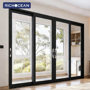 RICHOCEAN Porte coulissante en verre creux en alliage d'aluminium avec isolation contemporaine Porte coulissante manuelle pour <span class=keywords><strong>terrasse</strong></span> - Product Image 1