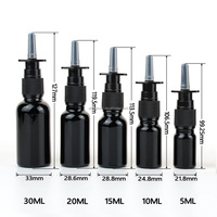 Flacon pulvérisateur nasal en verre noir de haute qualité, 5-30 ml, vide, rechargeable, atomiseur nasal à fine brume avec clip de sécurité