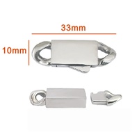 Boucle carrée polie à simple face en acier inoxydable 316L, finition or PVD 18K, fermoir chaîne cubaine pour la création de bijoux DIY