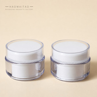 Pot à crème transparent en PS de 30g, double paroi, avec paroi extérieure transparente et pot intérieur blanc, pour crème pour les yeux, crème pour le visage, emballage pour soins de la peau