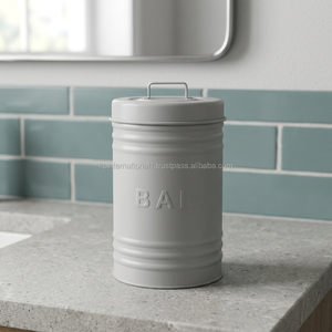 Poubelle extérieure de luxe moderne et écologique en fer mat thermolaqué avec gaufrage Bain, bac de rangement rond - Product Image 2