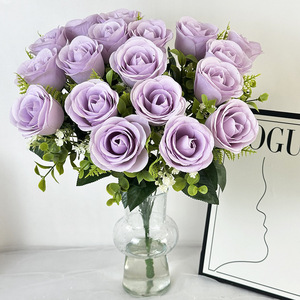 Bouquet di 18 Rose Artificiali in Tessuto di Seta Fatto a Mano, Nuova Decorazione per <span class=keywords><strong>San</strong></span> <span class=keywords><strong>Valentino</strong></span>, Matrimoni, <span class=keywords><strong>Casa</strong></span>, Fotografia e Tavola da Pranzo - Product Image 5