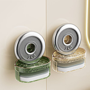 Support mural double couche pour savon à ventouse papillon, design ovale contemporain en plastique pour salle de bain et cuisine - Product Image 4