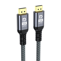 Câble DP2.1 16K60Hz 80Gbps 8K240Hz/4K240Hz DSC 1.2a plaqué or en nylon ultra haute vitesse compatible avec lecteur DVD, projecteur, moniteur