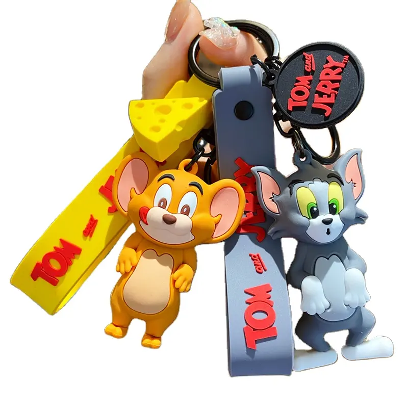 Porte-clés en PVC 3D, joli sac à dos de dessin animé Tom & Jerry Mouse, décoration pour Couple, ornement en caoutchouc, laveros, nouvelle collection 2020