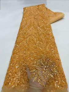 Tela de Encaje con Cuentas para Vestido de Novia Estilo Nuevo NI.AI, Tela de Red, Tela de Encaje con Lentejuelas, Tela Bordada con Perlas - Product Image 3