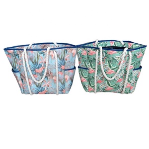 Fournisseur Nouveau style Sac à bandoulière tendance personnalisé Impression de flamants roses Shopping <span class=keywords><strong>Tole</strong></span> Sacs de plage Coton - Product Image 6