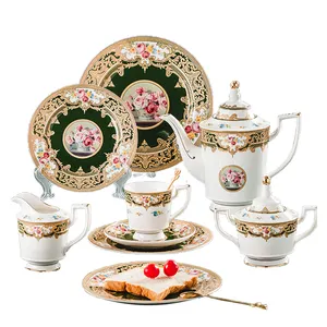 British Royal 22 Stück Bone China Tea Set Luxus Kaffee Tee tasse Set mit Teekanne, Tee tasse, Untertasse, Teelöffel, Milchkanne