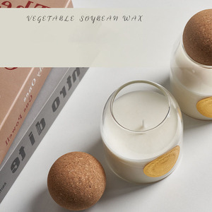 Étiquettes personnalisées 500ml 800ml 1200ml pour Noël, contenants pour la fabrication de bougies, pot en verre borosilicate avec couvercles en <span class=keywords><strong>liège</strong></span> en forme de boule - Product Image 4