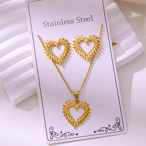 Ensemble de bijoux pendentifs best-sellers en acier inoxydable 316L plaqué or 18 carats, étanche, élégant, collier et boucles d'oreilles, accessoire de mode - Product Image 6