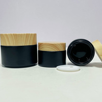 Pot de bougie noir mat en vrac vide de 10ml contenant de soins de la peau en verre 30ml 50ml pot cosmétique givré avec bouchon à vis en bambou vente en gros