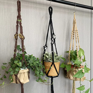 Bohème fait à la main coton tissé <span class=keywords><strong>macramé</strong></span> plante cintres <span class=keywords><strong>macramé</strong></span> porte-<span class=keywords><strong>Pot</strong></span> <span class=keywords><strong>macramé</strong></span> <span class=keywords><strong>suspendu</strong></span> porte-plante jardin cristal EH2504061 - Product Image 3