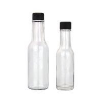Bouteilles en verre vides rondes transparentes de 3oz, 5oz, 8oz (90ml, 150ml) pour sauces, avec couvercle à vis, idéales pour sauces chili piquantes