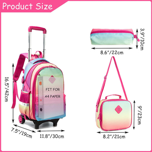 Mochila con Ruedas para Niñas, Mochila Escolar con Ruedas para Niñas, Mochila con Ruedas con Lonchera, <span class=keywords><strong>Maleta</strong></span> de Viaje para Niños - Product Image 2