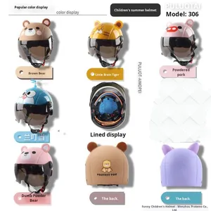 หมวกกันน็อคมอเตอร์ไซค์สำหรับเด็ก วัสดุพลาสติก ปลอดภัย พร้อมแผ่นบังแดดสองชั้น ลายการ์ตูนหมี เหมาะสำหรับเด็กขี่มอเตอร์ไซค์กลางแจ้งในฤดูหนาว - Product Image 4