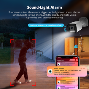 VeeZoom 8CH 5MP Red <span class=keywords><strong>IP</strong></span> CCTV Sistema de cámara a todo color H.265 PoE Audio bidireccional Gran angular Bullet Cámara Kit Visión nocturna Nube - Product Image 2