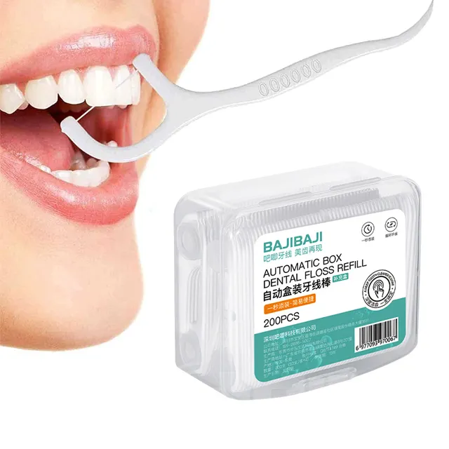 Fabricante BAJI Hilo Dental Desechable Personalización Aceptable Dental Floss Stick Limpiador Oral