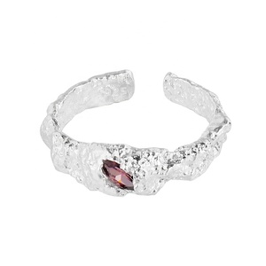Wholesale Jewellery <strong>Ruby</strong> <strong>Rings</strong> 925 Sterling Silver Custom Adjustable Damaged Texture <strong>Ring</strong> High Quality Trendy for Girls Women - Product Image 3