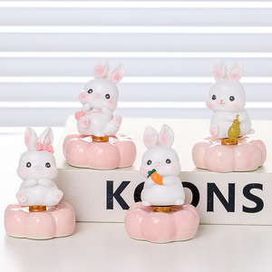 ของตกแต่งโต๊ะเรซิ่นรูปกระต่ายการ์ตูนน่ารัก 4 ชิ้น ของตกแต่งสำนักงานแบบหมุนได้ ของขวัญวันอีสเตอร์ - Product Image 1
