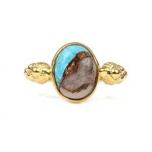 Top Selling 10x14mm Mohave PInk Opal Copper <b>Turquoise</b> Gemstone 925 Sterling Silver Handmade Oval Shape Bezel <b>Ring</b> For Women - Product Image 1