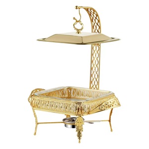ชุดอุ่นอาหารบุฟเฟ่ต์แบบแขวนแก้วทองสำหรับงานแต่งงานในโรงแรมหรู - Product Image 3