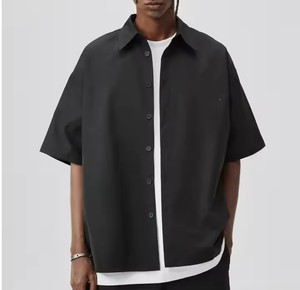 Chemise à manches courtes en coton de haute qualité personnalisée avec boutons <span class=keywords><strong>T</strong></span>-<span class=keywords><strong>shirt</strong></span> rétro à manches courtes pour hommes - Product Image 2